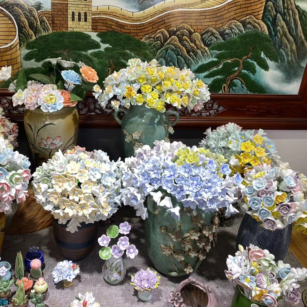 1陶瓷花景德镇陶瓷小花纯手工永生花满28元包邮较远地区满68元包