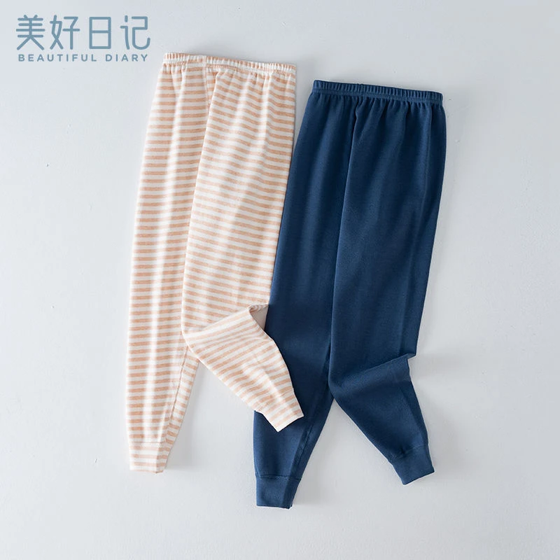 日系加厚舒绒莱卡棉A类男童女童秋冬季保暖居家秋裤中大童绒裤保