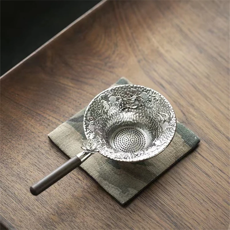 合金高档锤纹黑檀木荷韵茶漏