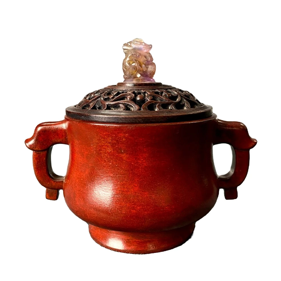 【巧生炉】虬龙耳圈足炉（带玉盖）陈巧生传统手工艺香炉仿古文玩