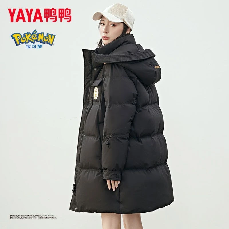 YAYA/鸭鸭YE2B607361D【 宝可梦系列】中长款时尚连帽保暖外套冬