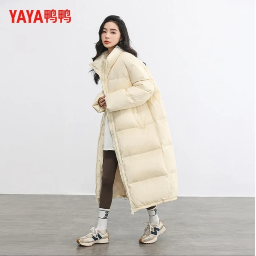 YAYA/鸭鸭羽绒服女时尚连帽中长款加厚休闲女士外套YE3B601621E