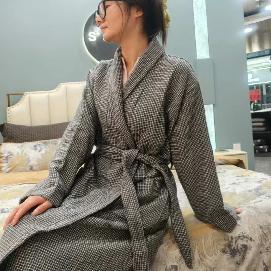 【单先生推荐款】甄选长绒棉男女同款纱布亲肤速吸水睡袍浴袍