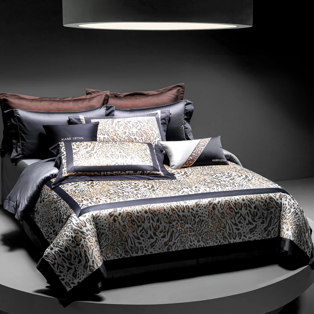 【单先生品质甄选】设计师款-奢享豹纹色织大提花匹马棉高端四件套