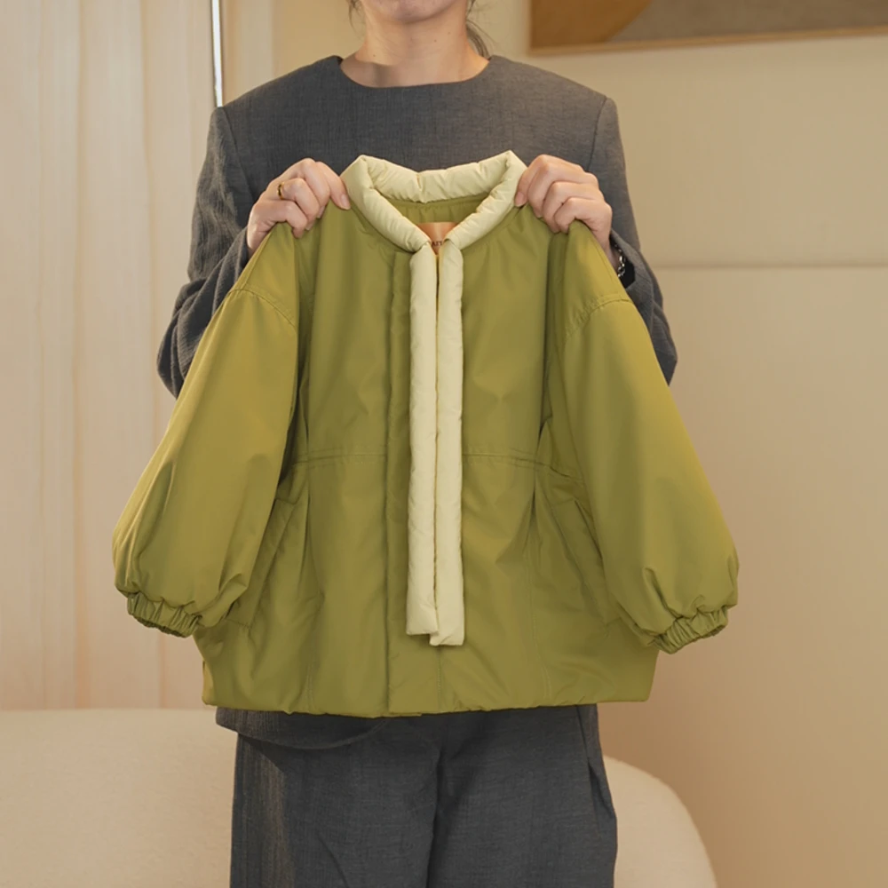 cangtian kiss【现货】加绒加厚冬季休闲韩版绿色棉衣外套51A6466