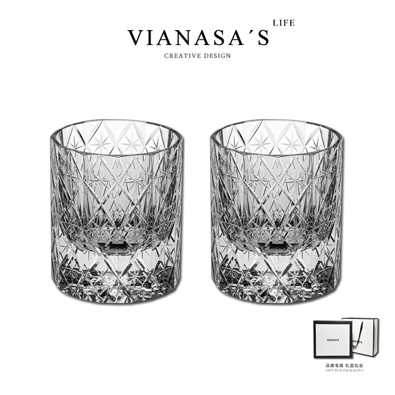 VIANASA'S璀璨星河雕刻K9轻奢水晶玻璃威士忌洋酒杯乔迁礼物礼盒