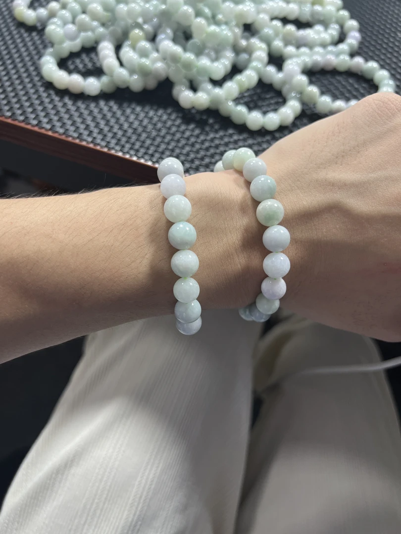 天然缅甸A货翡翠手串翡翠珠子缅甸翡翠珠串