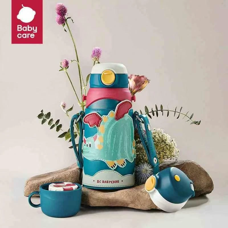 babycare儿童保湿杯吸管学饮宝宝水杯不锈钢 保温水壶三合一