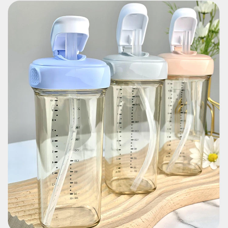 【防伪可查】原装进口萌芽吸管水杯9个月宝宝宽口径PPSU水杯330ml