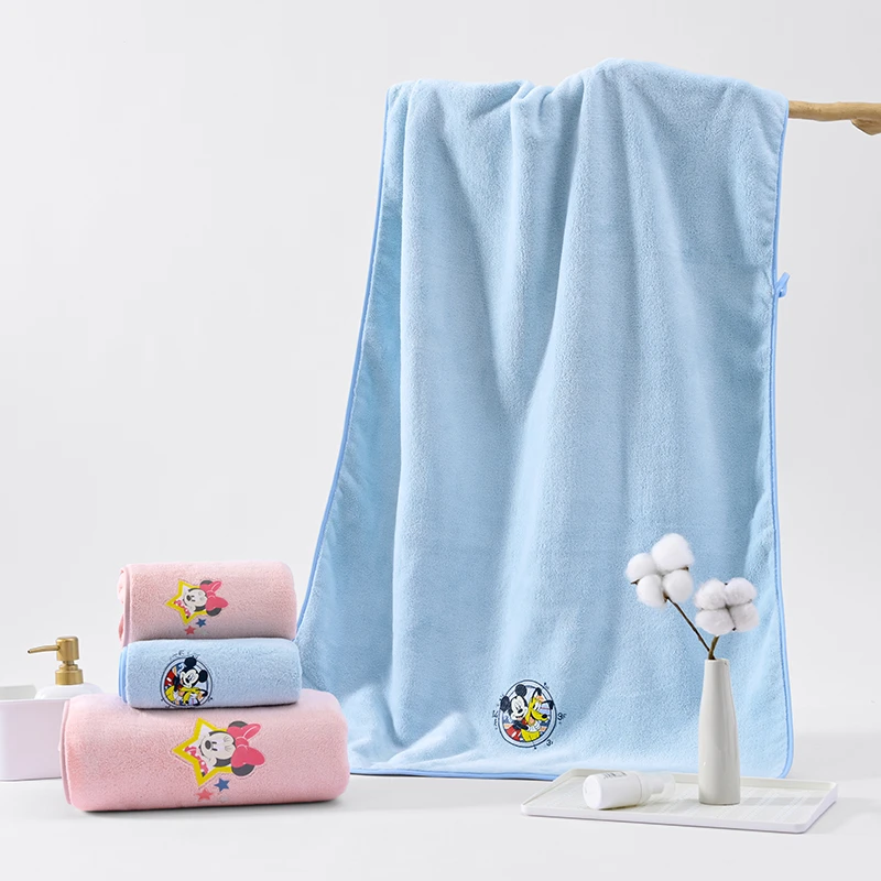 迪士尼A类正品珊瑚绒超柔米奇米妮吸水浴巾速干男款成人洗澡裹巾