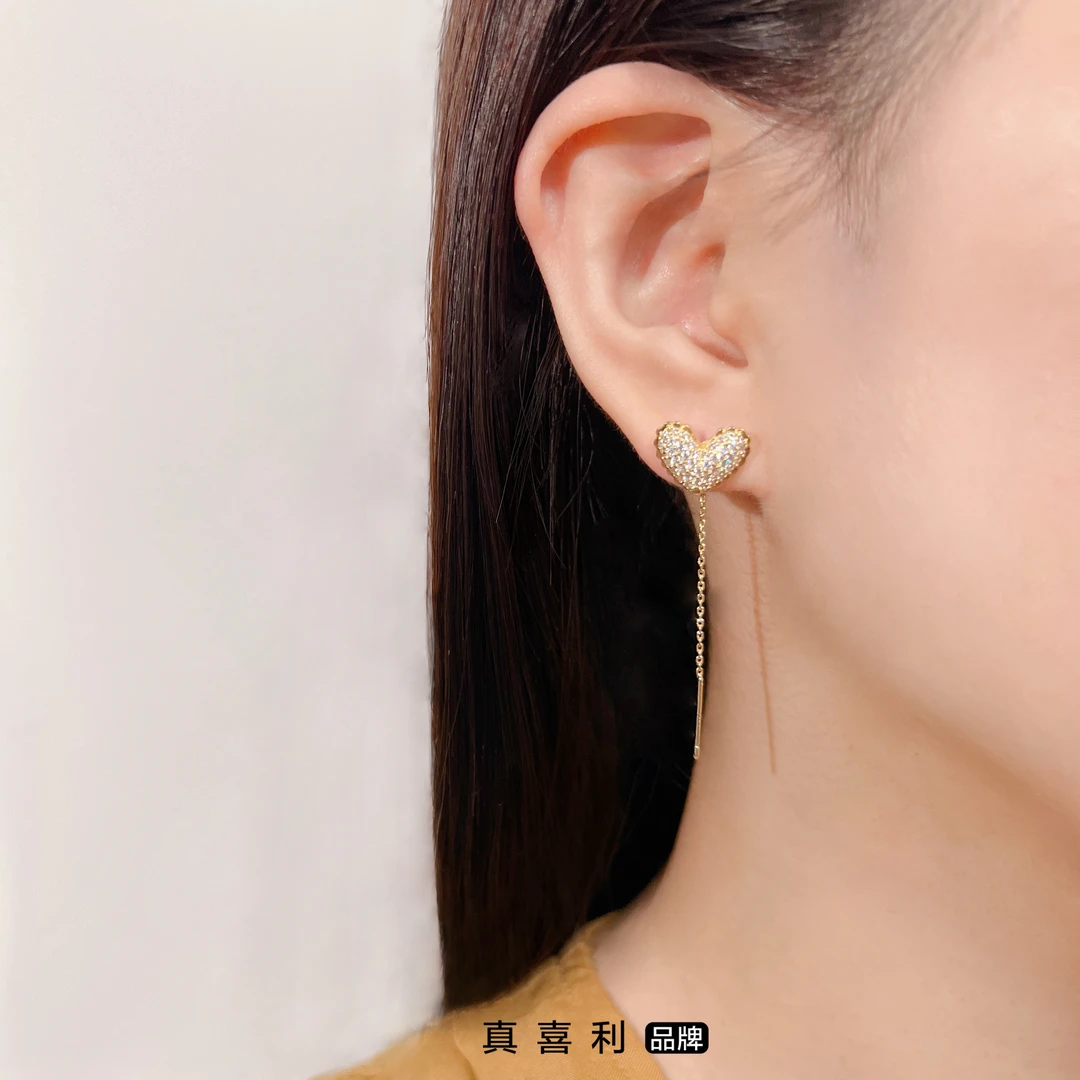 真喜利【爱心流苏】耳线 气质轻奢百搭长款耳环 精致小众简约优雅