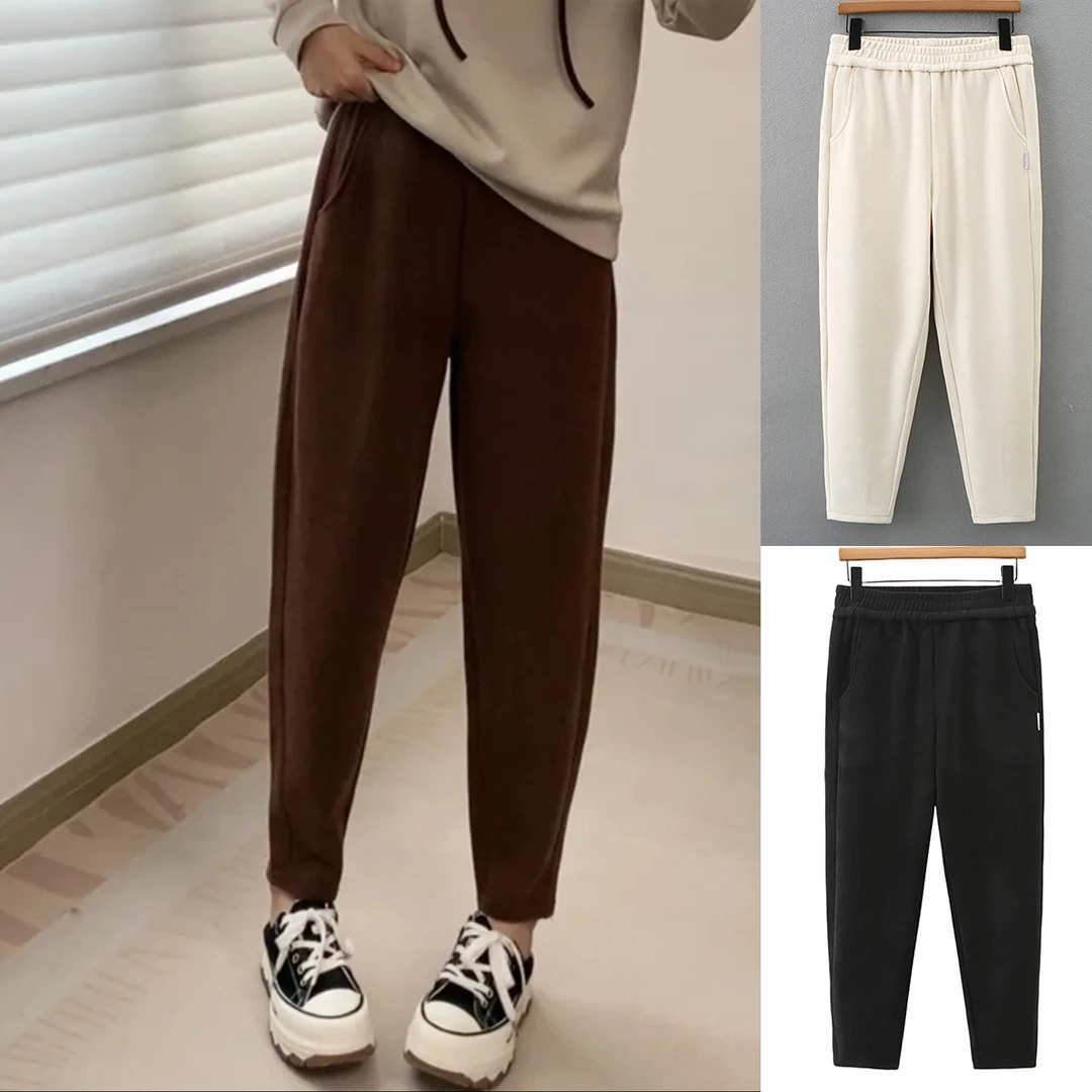 100-210斤大码女装胖MM春装新款时尚欧棉绒显瘦哈伦萝卜休闲裤子