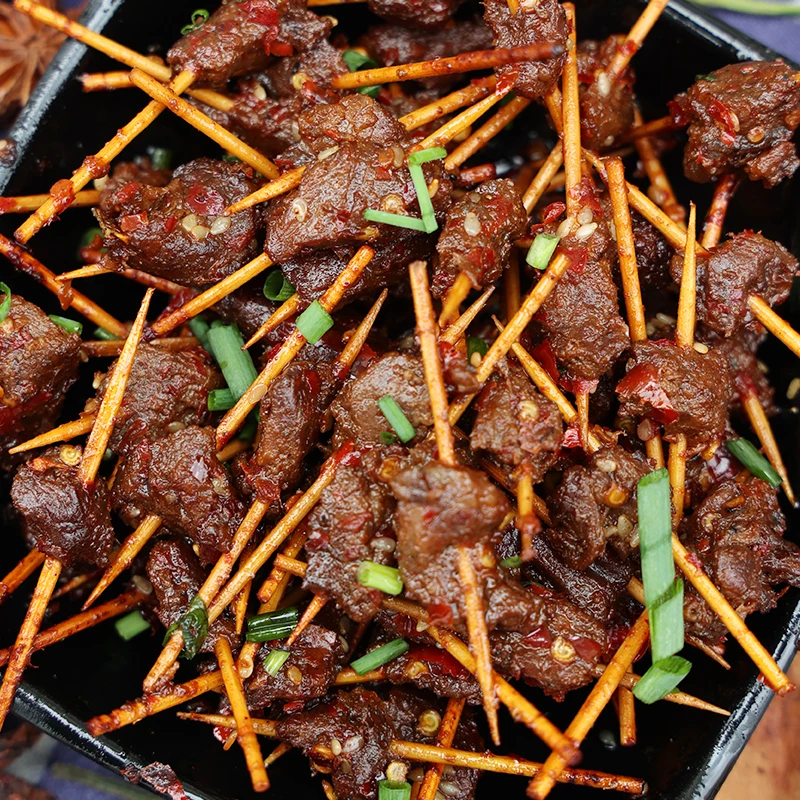 营养高温食用即食湖南特产香辣牙签牛肉
