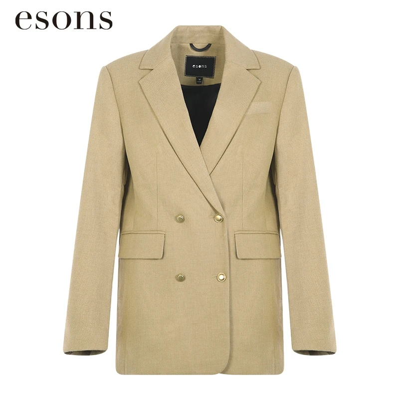 esons/爱城市【商场同款】法式双排扣经典翻盖口袋长袖西装35861220