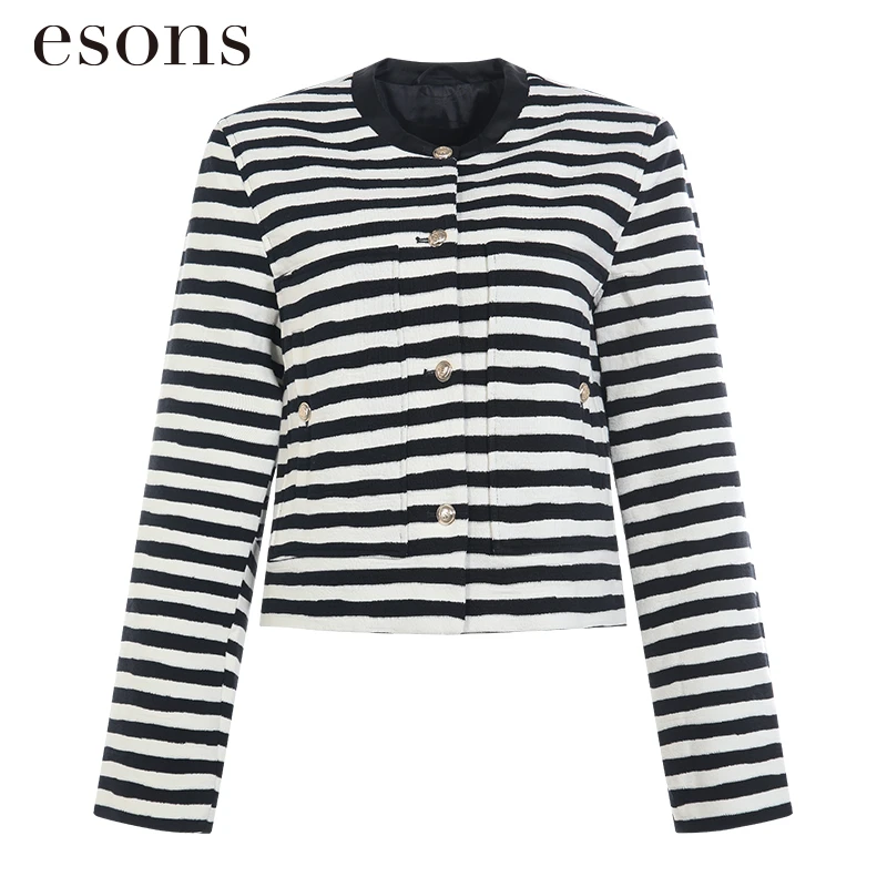 esons/爱城市 百搭小香风海军风短款外套35262530