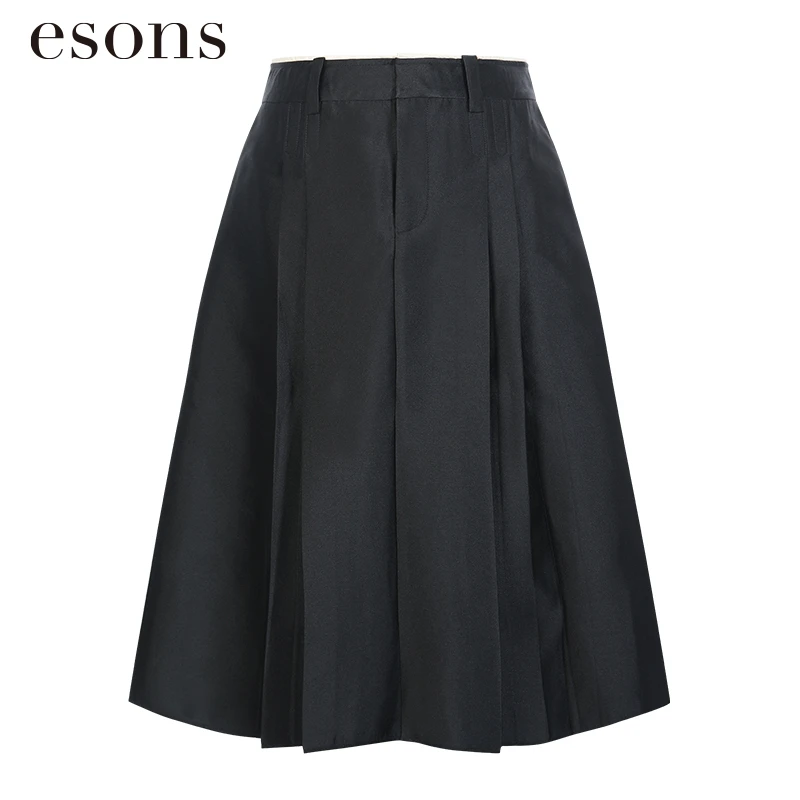 esons/爱城市纯色有口袋百褶半身裙34842950