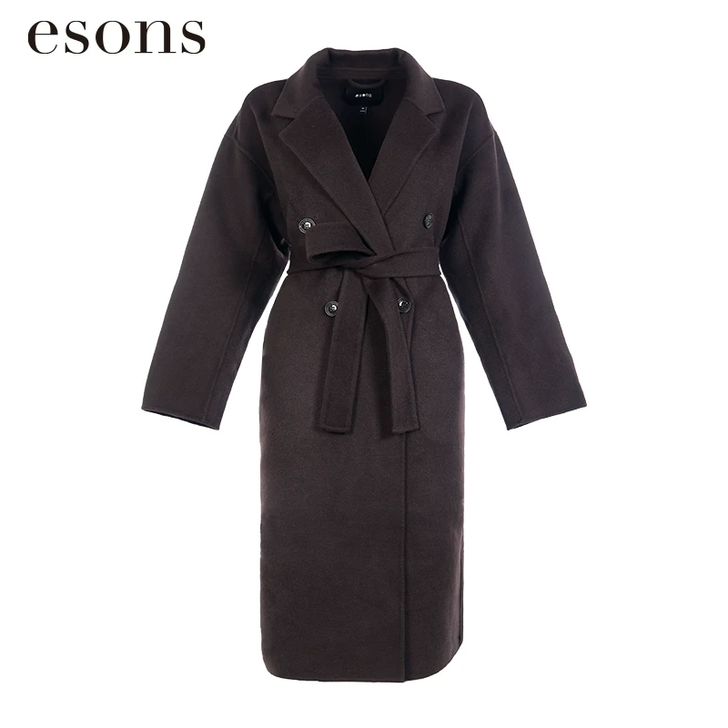 esons/爱城市【商场同款】法式长款过膝绑带收腰毛呢大衣35877280