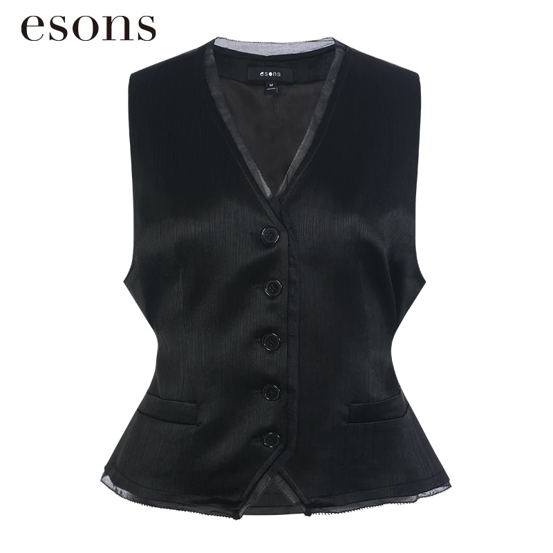 esons/爱城市【商场同款】法式休闲无袖系带马甲背心短外套35262890