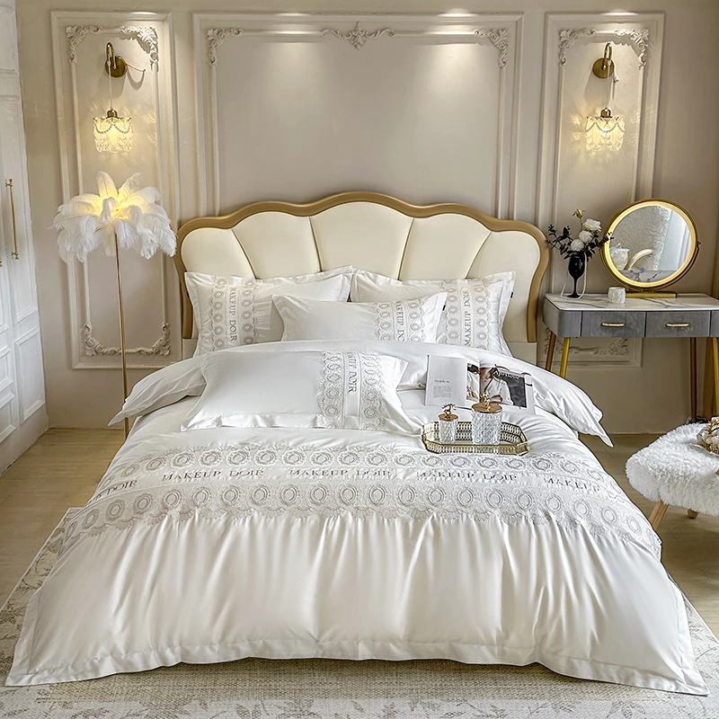 法尔蔓 100支全棉匹马棉纯棉长绒棉高端刺绣法式工艺款轻奢四件套