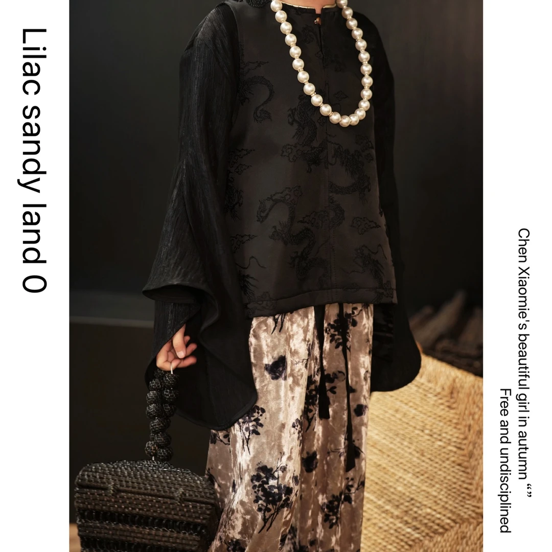 【梦华】】8103#新中式汉服国风汉服黑龙纹图案中式马甲