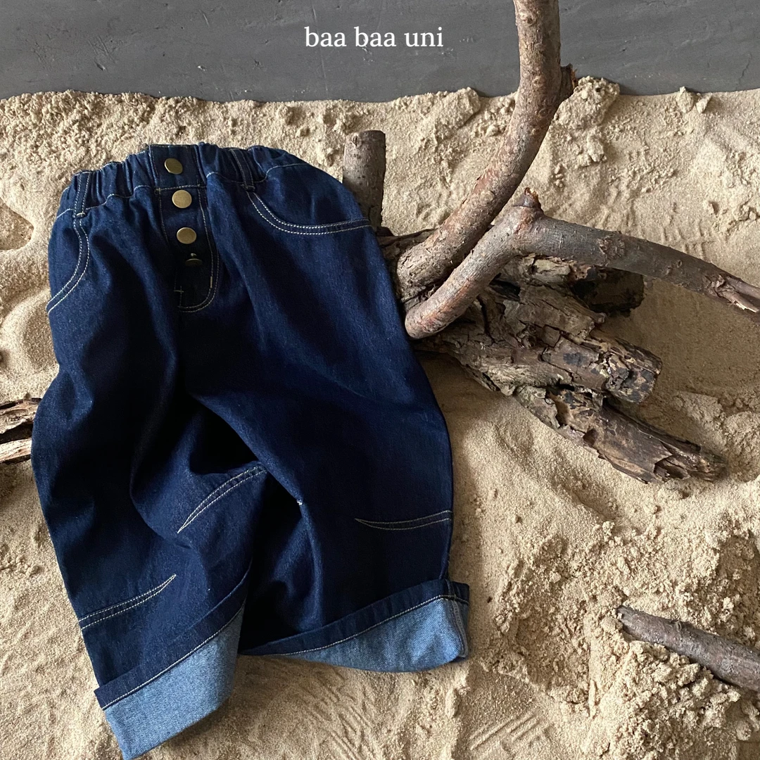 8156#韩版儿童中性春款日系宽松大直筒牛仔裤九分裤！