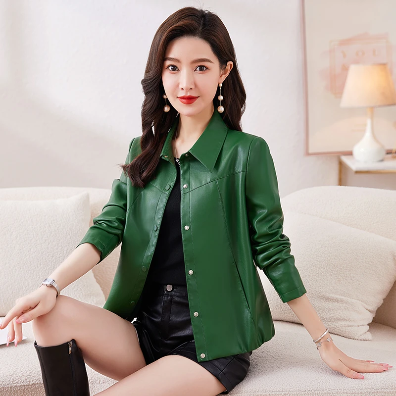 709春季新款海宁皮衣女短款韩版修身女装显瘦气质皮衣女外套