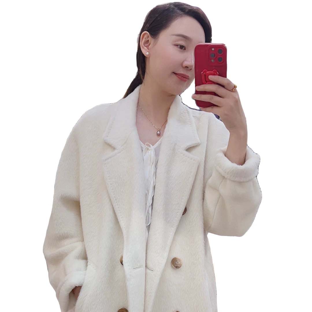 羊驼绒大衣外套韩版宽松百搭女秋冬新款女装女士羊绒气质呢大衣