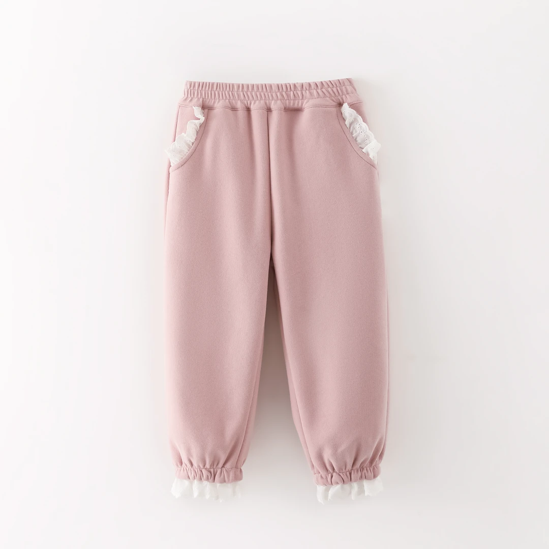 儿童休闲甜美裤子女中小童花边运动裤E09