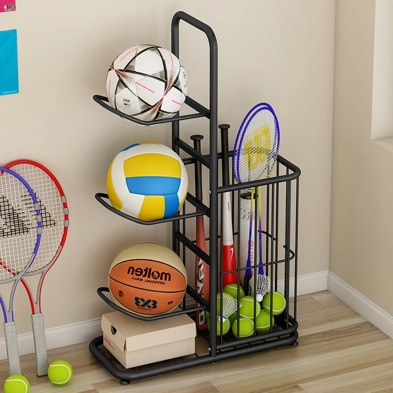 简易篮球收纳架家用儿童足排球类摆放置物架室内羽毛幼儿园收纳筐