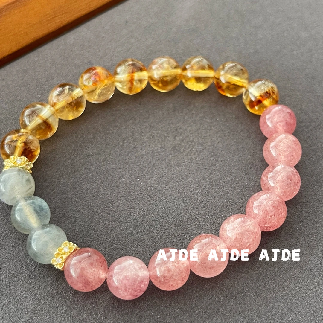 AIZIRANN｜草莓黄水灰月光手串 01