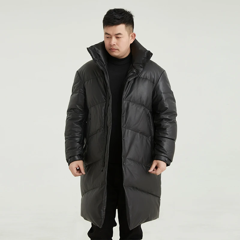 真皮皮衣海宁男士长款风衣防寒小山羊皮鹅绒保暖冬季休闲外套海宁