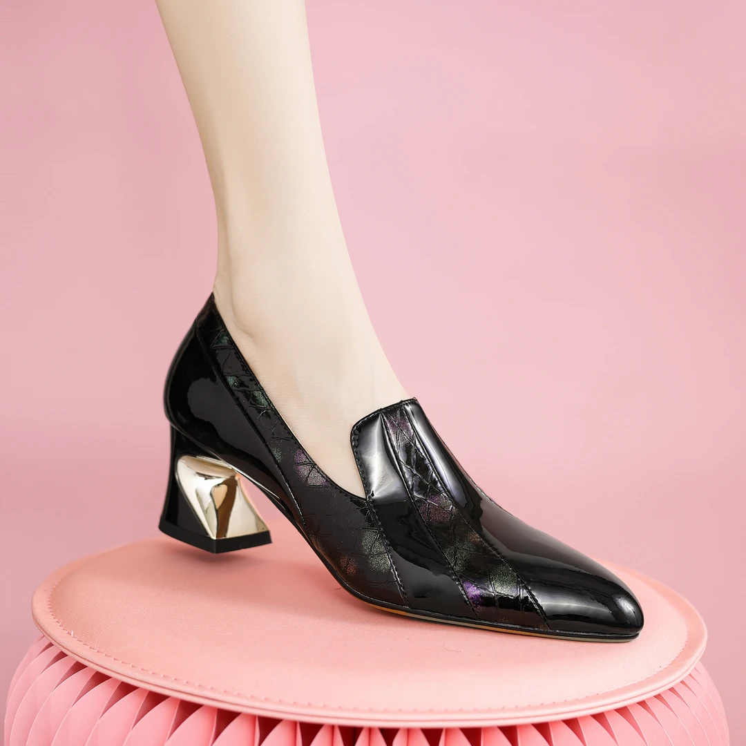 欧美简约百搭一脚蹬气质时尚真皮鞋尖头单鞋春季  x02-t152  0117