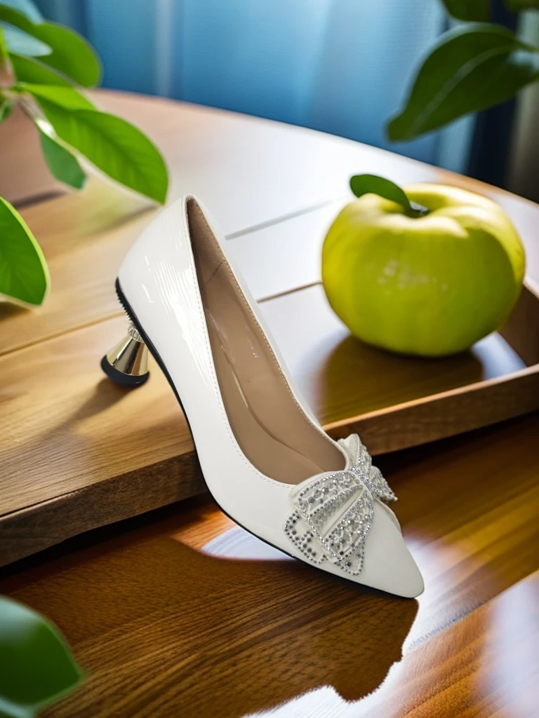 2024新款女鞋单鞋白色时尚细跟高跟尖头跟鞋气质百搭真皮x20-x596