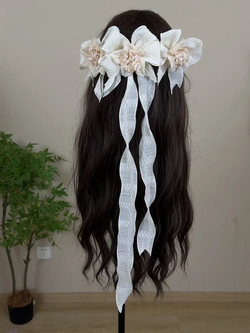 手工花心丝带蝴蝶结 2小1大总3支