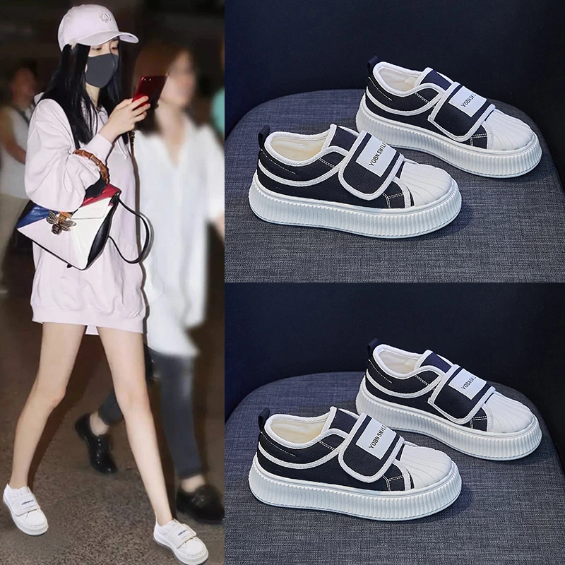 【帆布面】2023夏季新款魔术贴小白鞋女YOBN鞋街拍板鞋WE231-33
