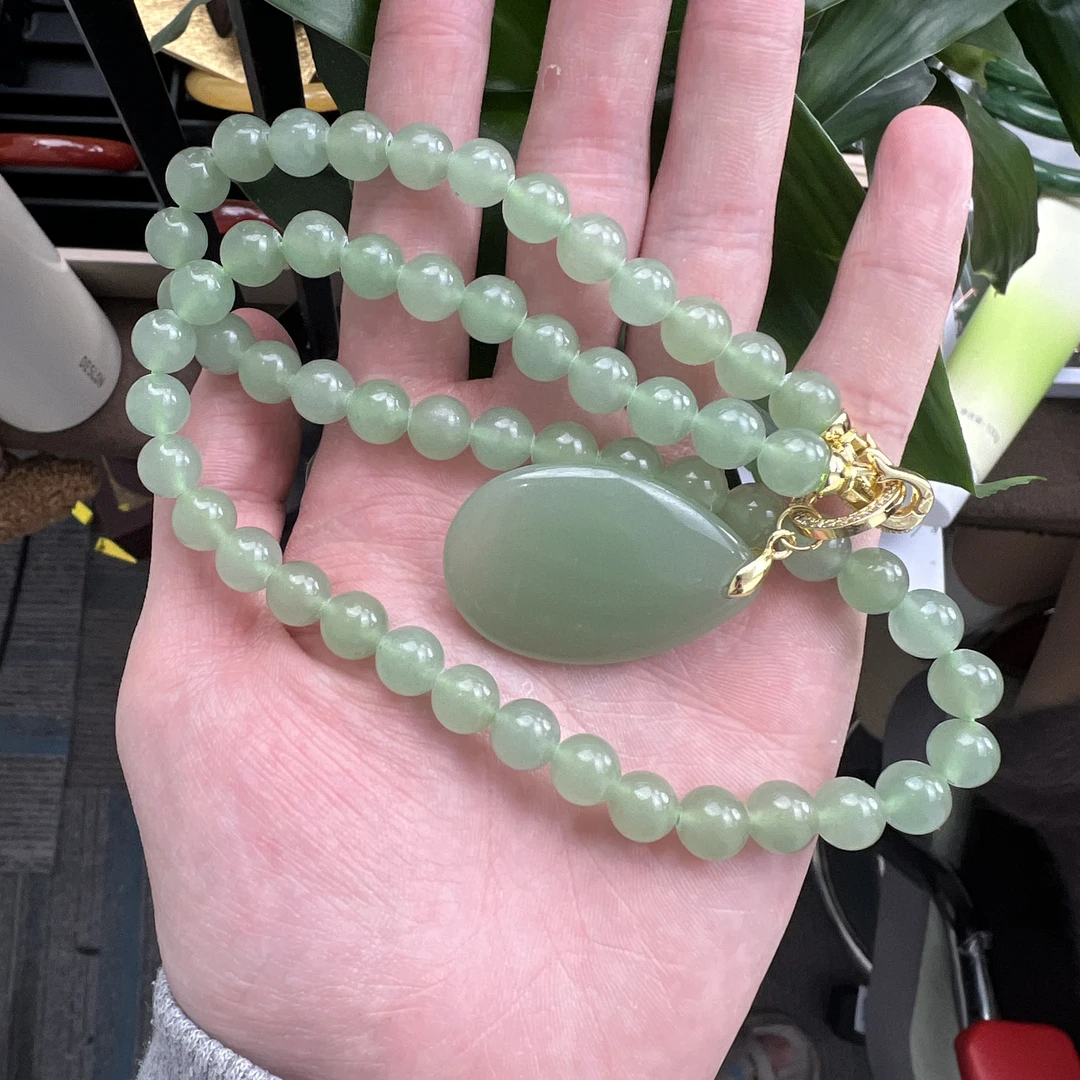 天然东陵玉水滴吊坠设计款项链拍一发一