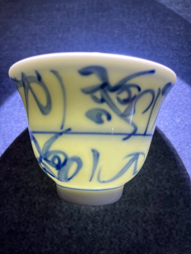 景德镇陶瓷青花手绘刀子纹白瓷手工主人杯创意茶杯青花瓷茶具花纹