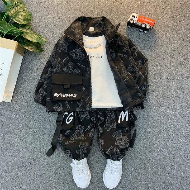 男童秋装套装2025春秋新款儿童洋气外套衣服宝宝痞帅个性潮牌童装