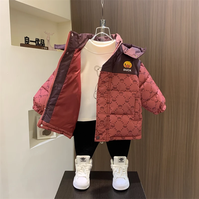 小黄鸭儿童保暖棉衣男童冬季加厚2023新款宝宝秋冬装男孩棉服外套