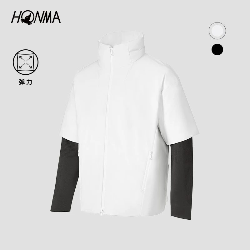 【专业高尔夫】HONMA新款高尔夫男士防寒服假两件外套HMID121R514