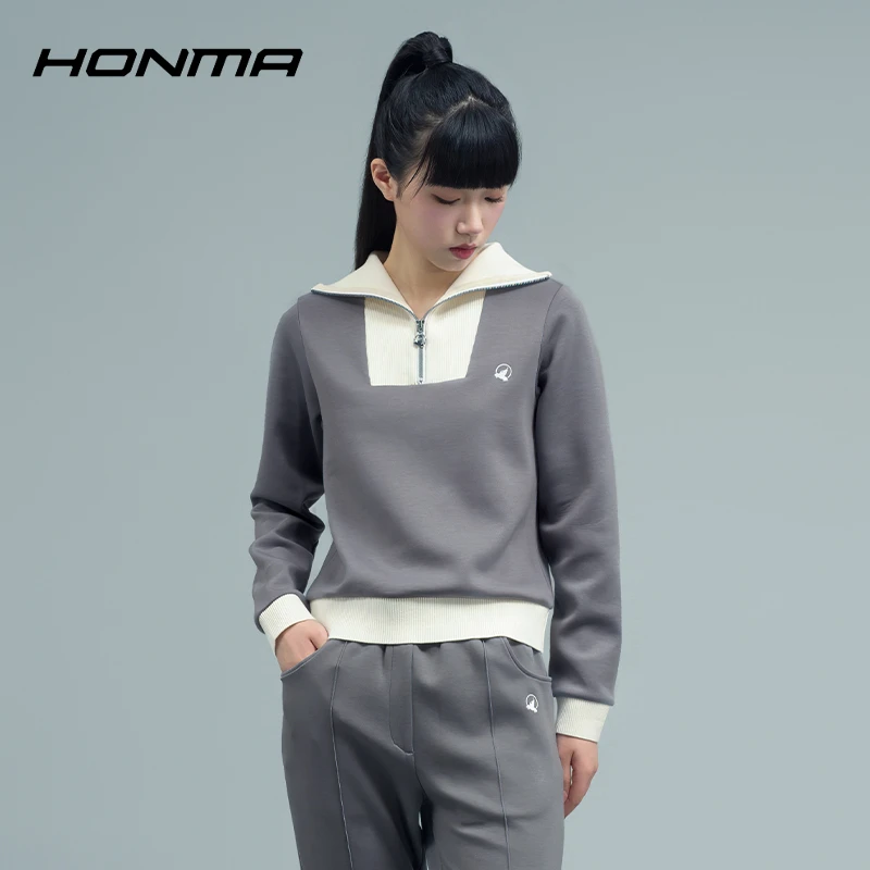 【都市机能】HONMA高尔夫服饰女士长袖上衣修身撞色翻领HWIQ515L146