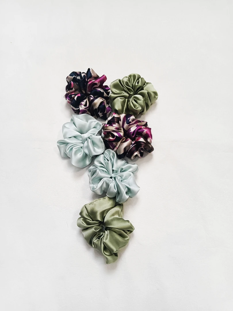 桑蚕丝手工彩色小号发饰大长圈复古清新少女