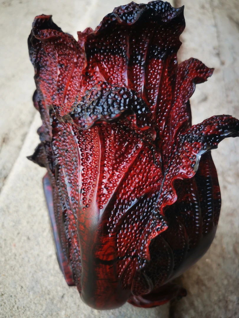 老挝大红酸枝，纯手工雕刻，黑瓢红，油性十足，灵芝，