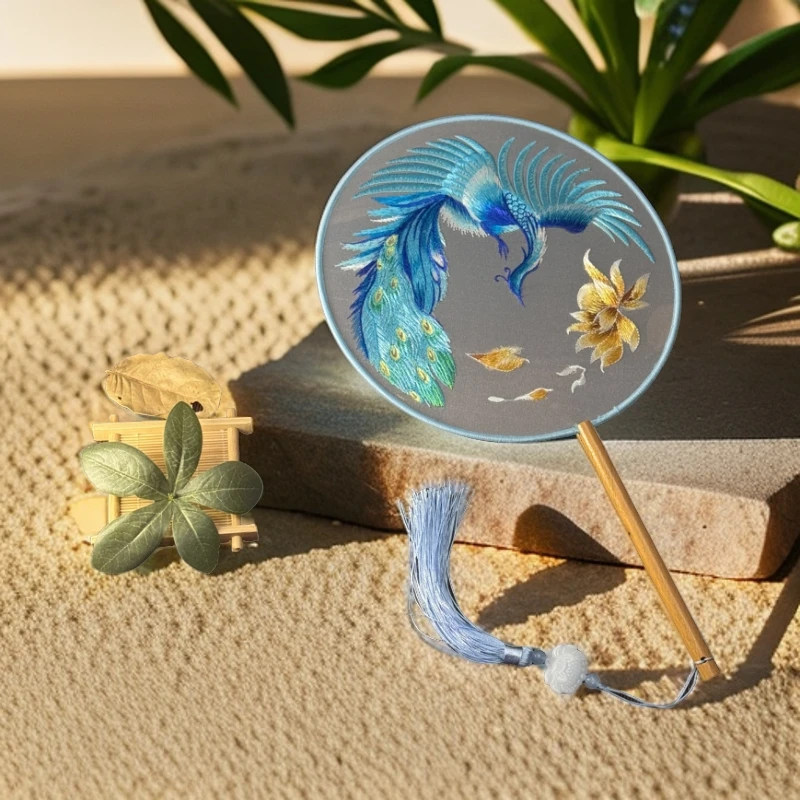 牡丹花苏绣双面绣团扇刺绣扇子古风团扇新款圆扇古典扇子扇子团扇