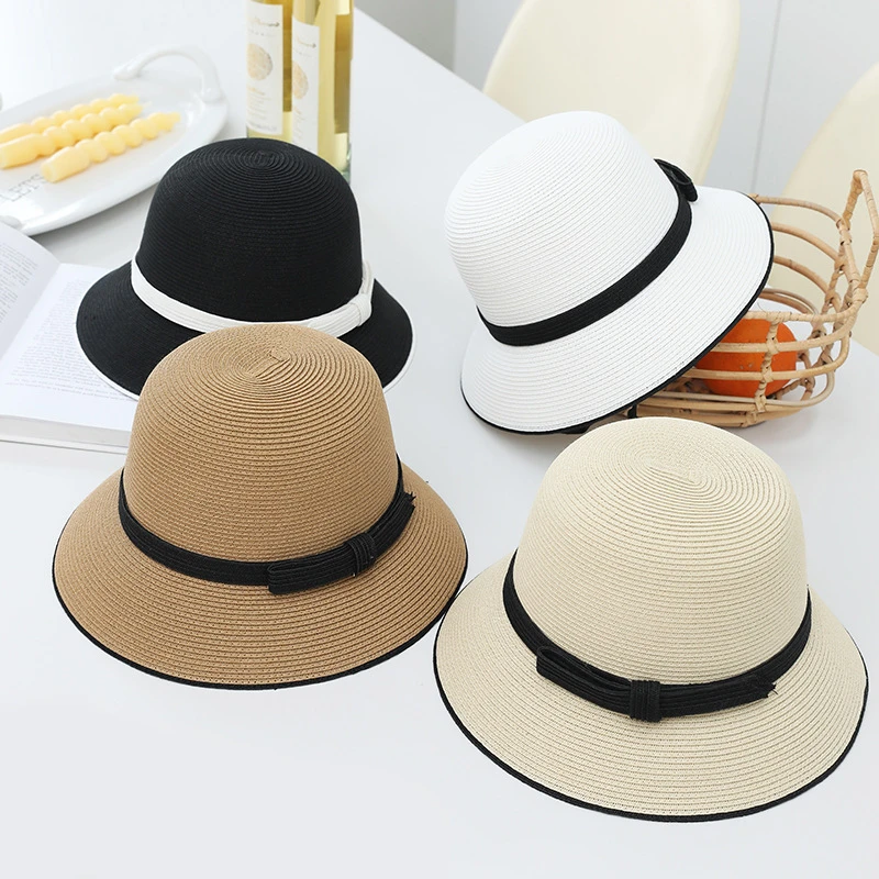 帽子女下垂夏遮阳帽防晒可折叠海边度假旅游大檐草帽英伦沙滩帽太