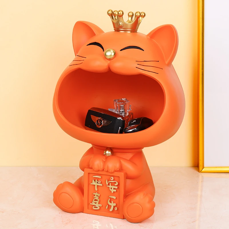 前行玛特招财猫收纳摆件玄关入户装饰高档工艺品乔迁新居开业礼物