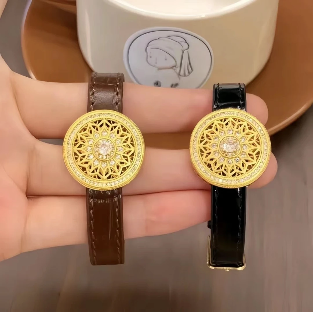 铜合金皮质手链 MINGOU｜古法八宝罗盘手表手链转运久不掉色