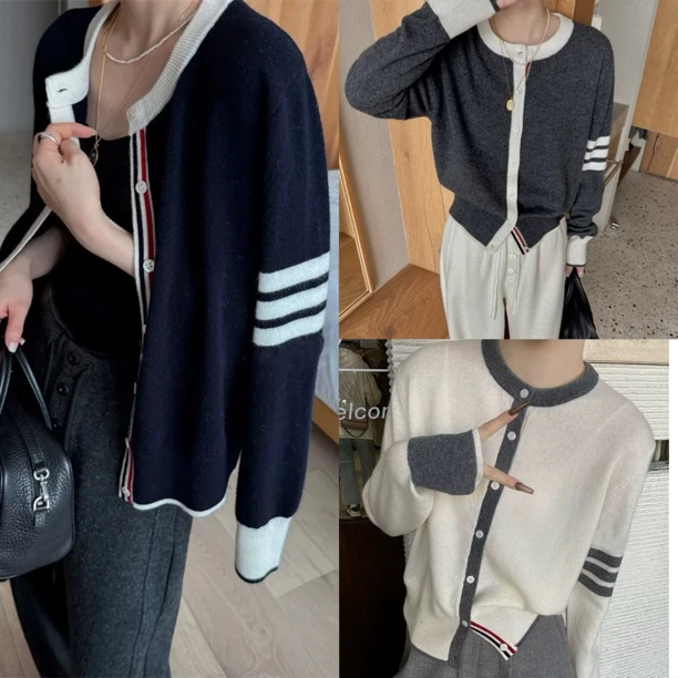 【100%绵羊毛 厚款】韩系百搭宽松大码全羊毛毛衣开衫9608