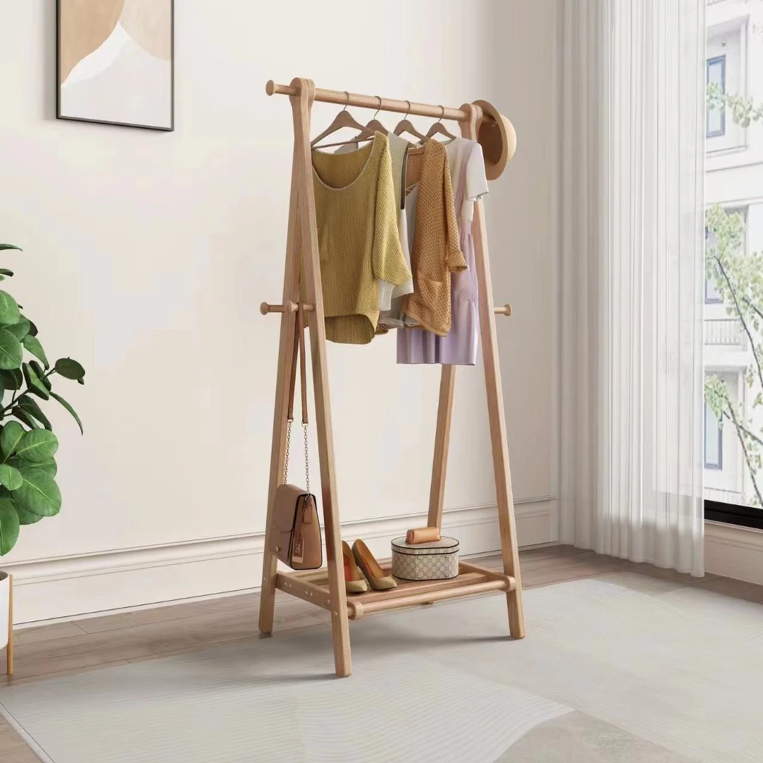 胡桃木实木衣帽架实木衣架落地卧室晾衣架家用挂衣架房间简易置物