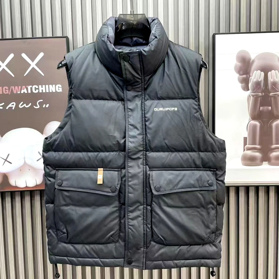 加厚工装马甲男新款青年男款时尚痞帅保暖立领轻薄无袖外套棉服